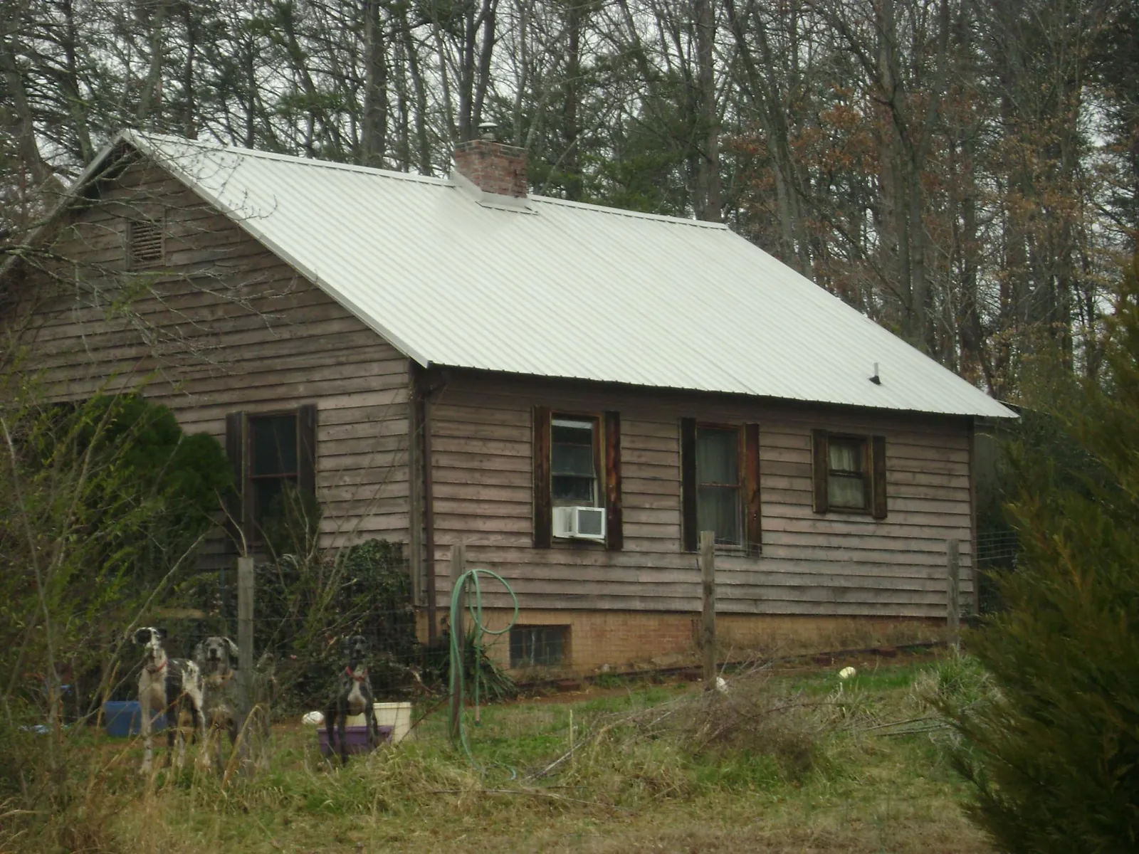 White metal roof on an old wood sided farmhouse, from a Asphalt Shingle Roof Repair job in Bucyrus